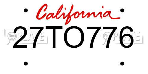 27TO776 California License Plate