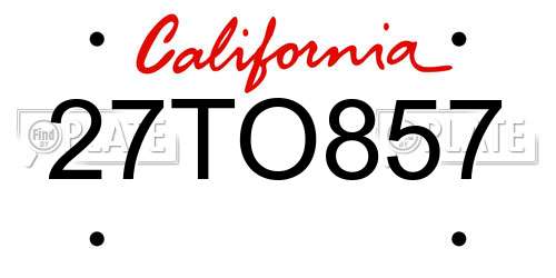 27TO857 California License Plate