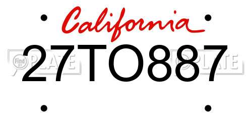 27TO887 California License Plate