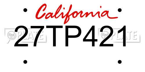 27TP421 California License Plate