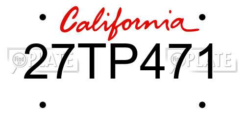 27TP471 California License Plate