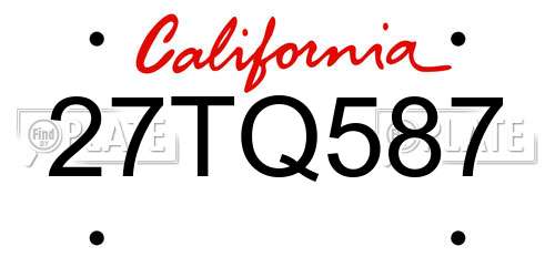 27TQ587 California License Plate