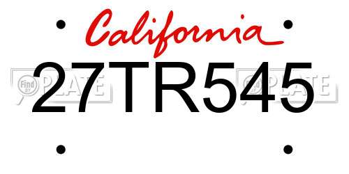27TR545 California License Plate