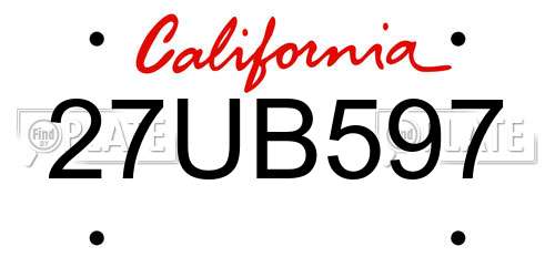 27UB597 California License Plate