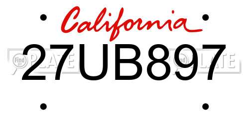 27UB897 California License Plate