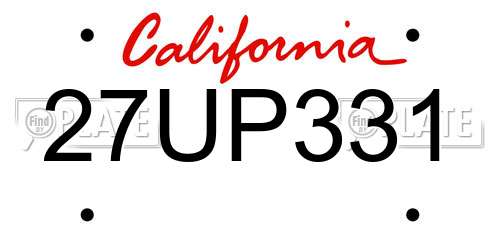 27UP331 California License Plate