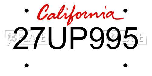 27UP995 California License Plate