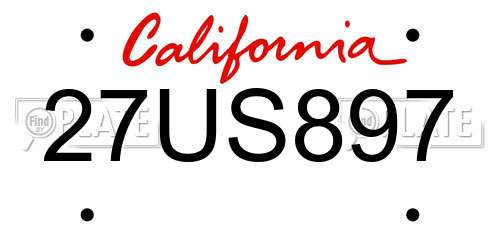 27US897 California License Plate