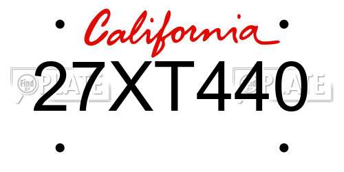 27XT440 California License Plate
