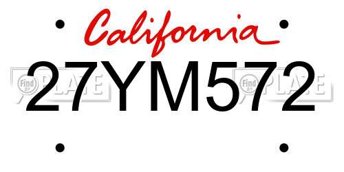 27YM572 California License Plate