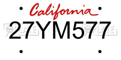 27YM577 California License Plate