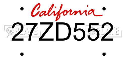 27ZD552 California License Plate