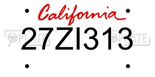 27ZI313 California License Plate
