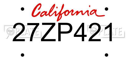 27ZP421 California License Plate