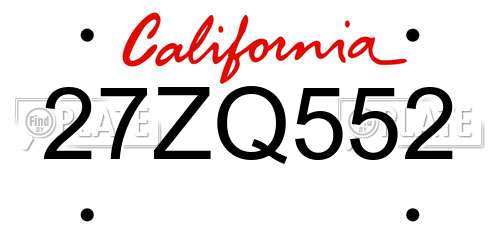 27ZQ552 California License Plate