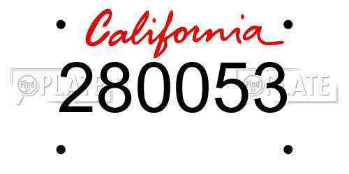 280053 California License Plate