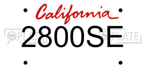 2800SE California License Plate