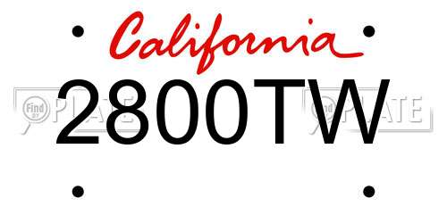 2800TW California License Plate