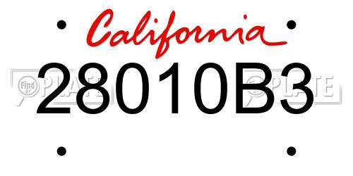 28010B3 California License Plate