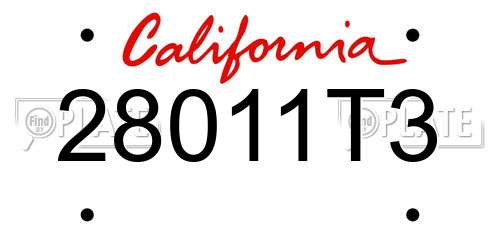 28011T3 California License Plate
