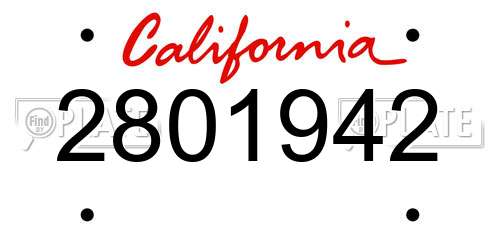 2801942 California License Plate