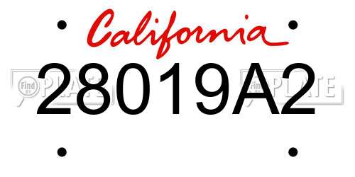28019A2 California License Plate