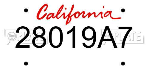 28019A7 California License Plate