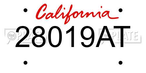 28019AT California License Plate