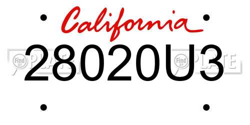 28020U3 California License Plate