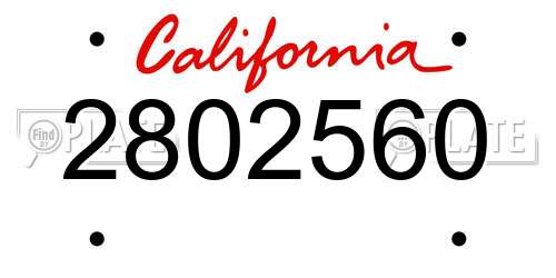 2802560 California License Plate