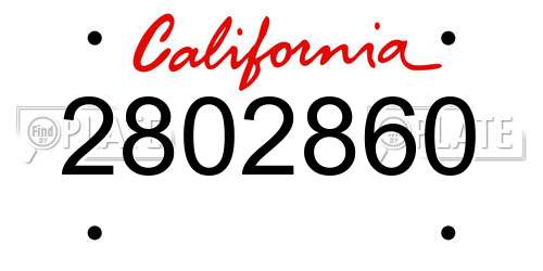 2802860 California License Plate