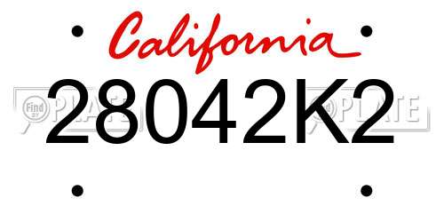 28042K2 California License Plate