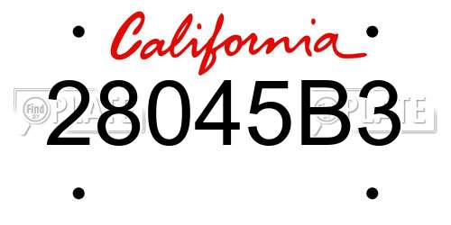 28045B3 California License Plate