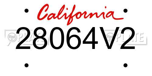 28064V2 California License Plate