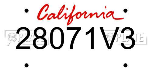28071V3 California License Plate