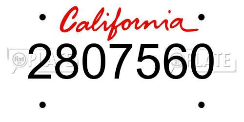 2807560 California License Plate