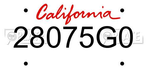 28075G0 California License Plate