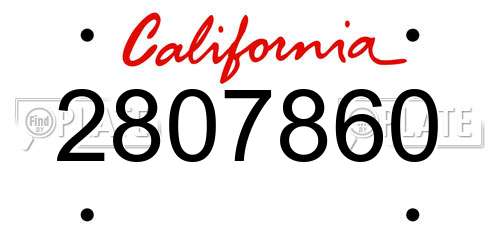 2807860 California License Plate
