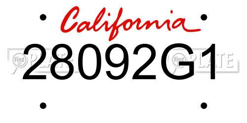 28092G1 California License Plate