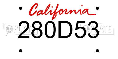 280D53 California License Plate