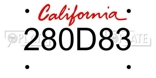 280D83 California License Plate