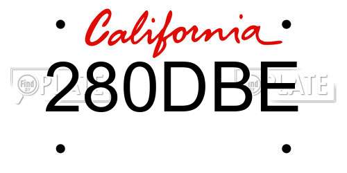 280DBE California License Plate