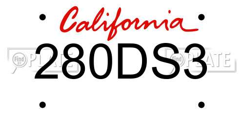 280DS3 California License Plate