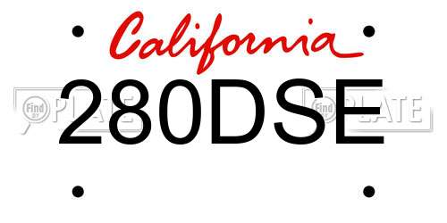 280DSE California License Plate
