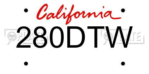 280DTW California License Plate
