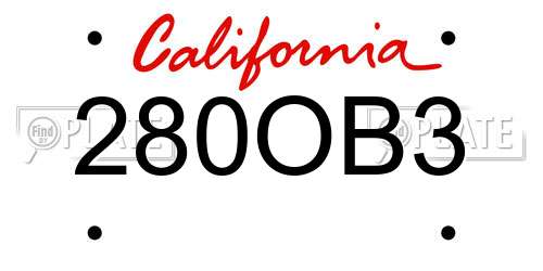 280OB3 California License Plate
