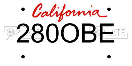 280OBE California License Plate