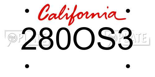 280OS3 California License Plate