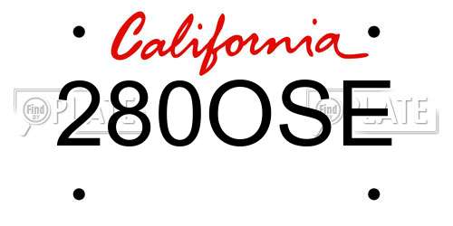280OSE California License Plate