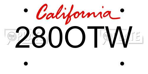 280OTW California License Plate